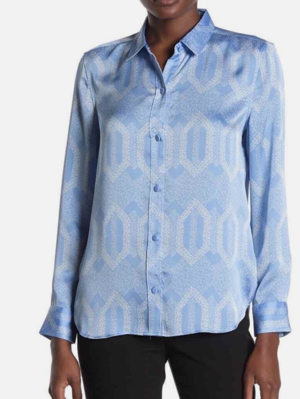 Equipment Leema Button Front Satin Blouse